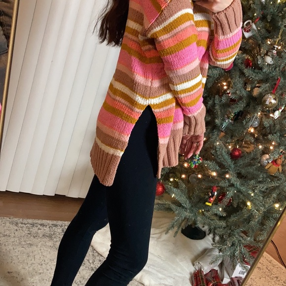 Aerie Striped Chenille Sunset Turtleneck Sweater - Picture 4 of 5